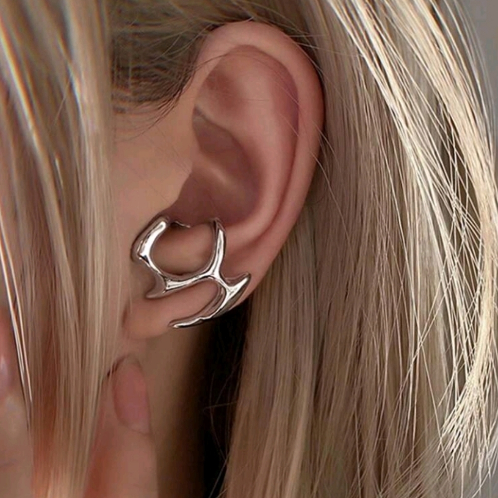 NEW! Silver Plated Minimalist Style Asymetrical Abstract Stud Earrings